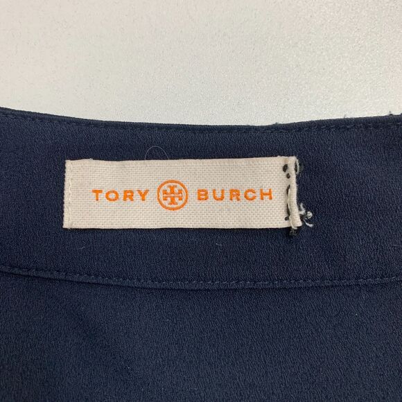 Tory Burch Ariana Tunic Top Womens 0 Zip Cuff Plunge V Neck Embroidered Knit - Picture 7 of 12